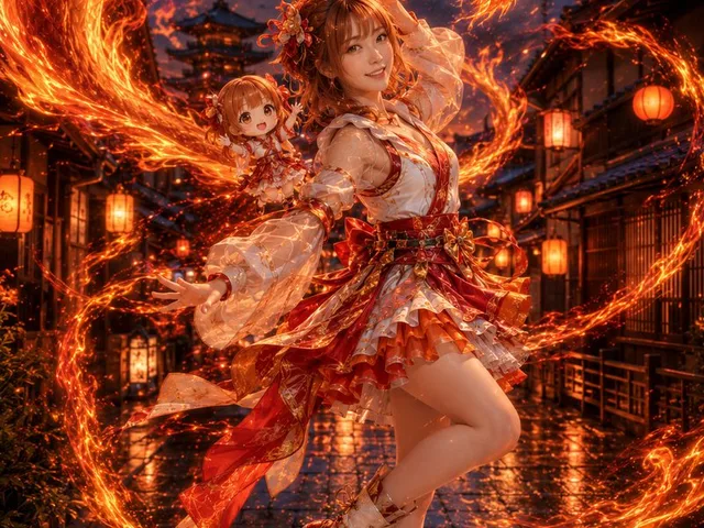 Fire Dragon Magic Girl in Old Kyoto preview image 1