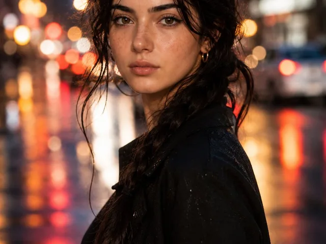 Hyperrealistic Rainy City Portrait preview image 1