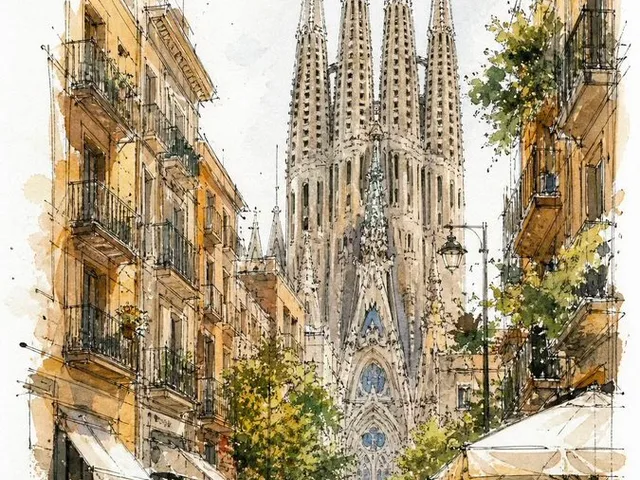 European City Watercolor Sketch Poster preview image 1