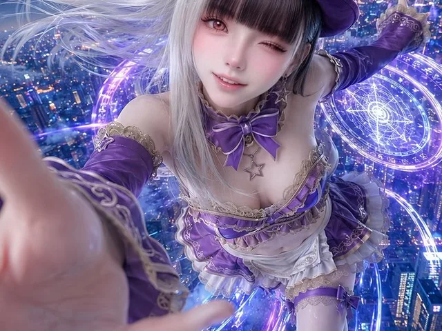 霓虹城市上空的蒸汽朋克偶像 preview image 1