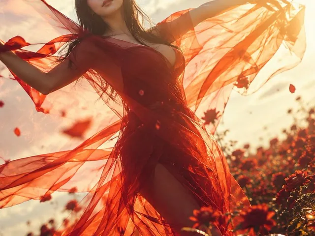Crimson Veil in Red Flower Field preview image 1