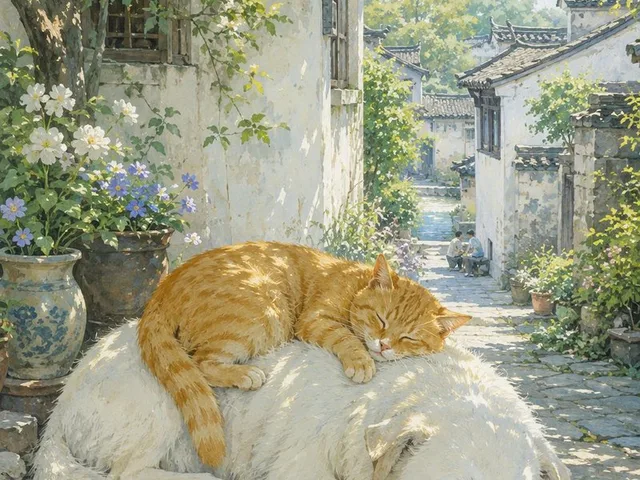 Summer Oriental Courtyard Illustration preview image 1
