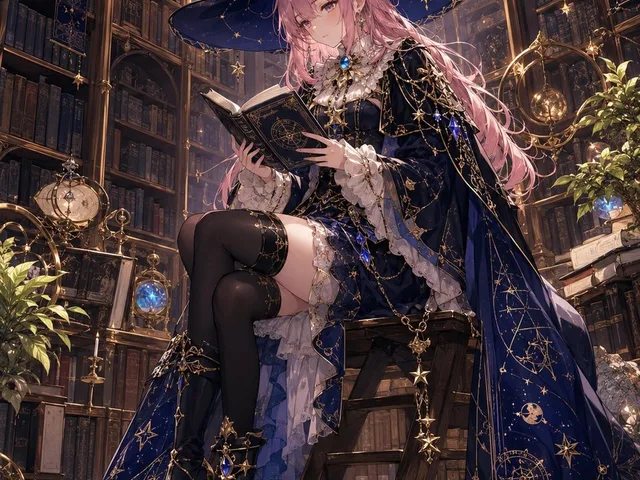 Celestial Sorceress in Magical Library preview image 1