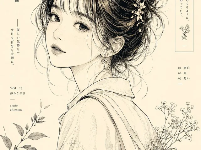 Japanese Line-Art Portrait Illustration preview image 1