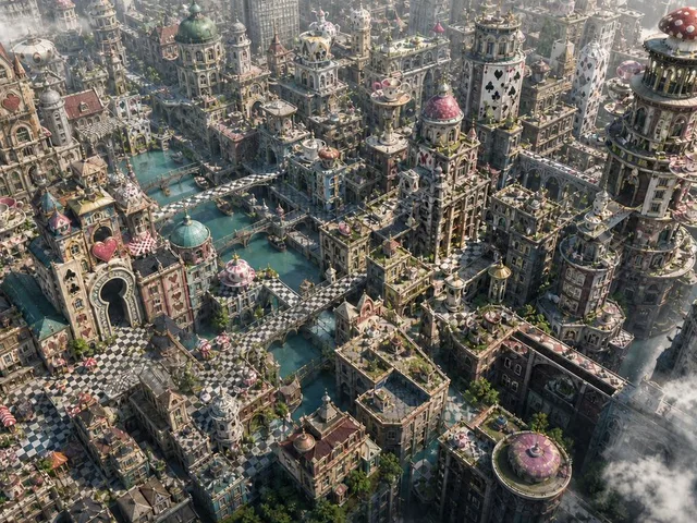 Fantasy Whimsical Downtown Aerial View preview image 1