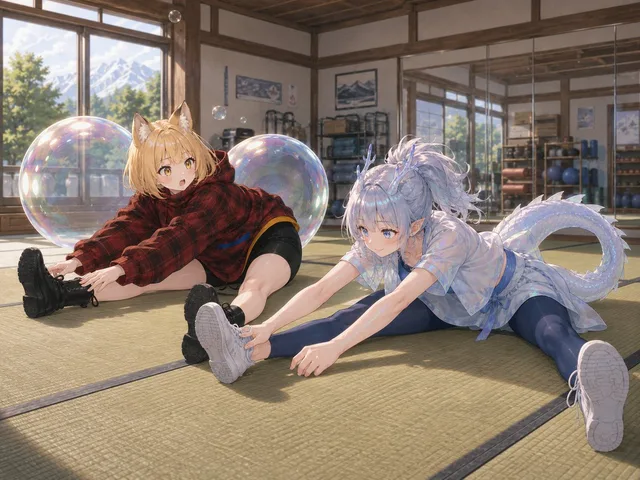 Bubble Dragon and Fox Stretching preview image 1
