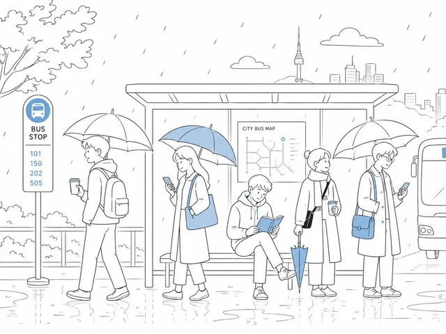 Cute Rainy Bus Stop Commute preview image 1