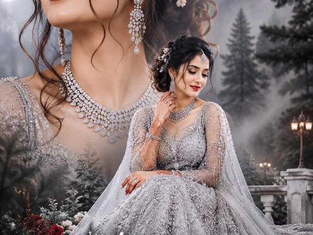 银色 Lehenga 新娘肖像 preview image 1