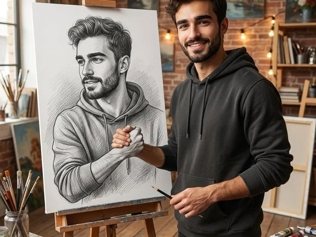 Realistic Artist Studio Sketch Interaction preview image 1