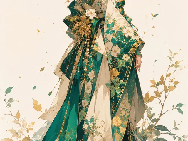 Emerald Festival Kimono Illustration preview image 1