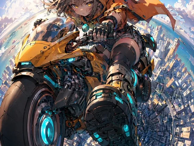 Fairy Biker Above Tiny-Planet City preview image 1