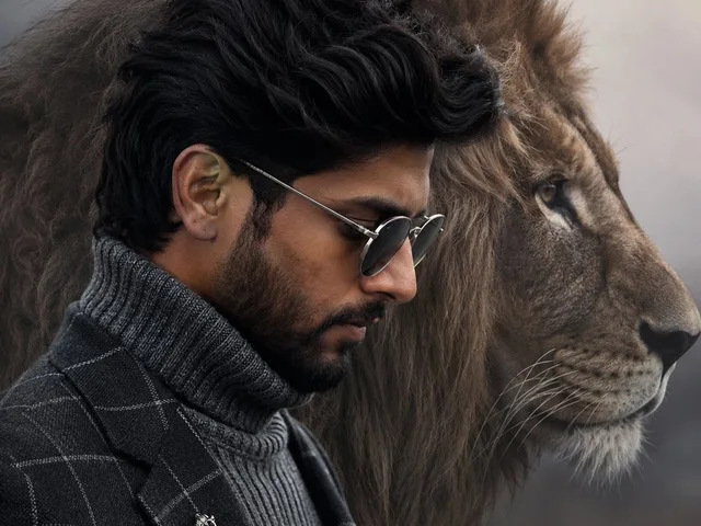 Cinematic Fashion Portrait with Lion preview image 1