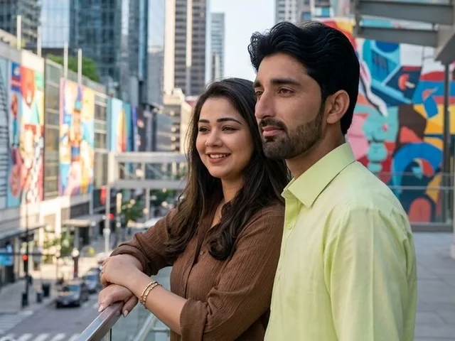 Urban Skywalk Cinematic Couple Portrait preview image 1