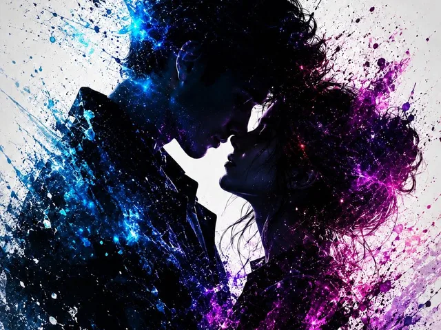 Cosmic Ink Splash Couple Silhouette preview image 1