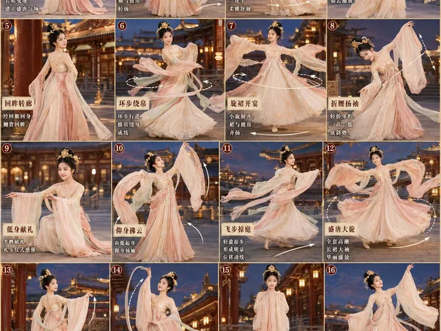 第3张分镜图提示词：
请创作一张高完成度、高清晰度的「汉唐宫廷舞 / 霓裳羽衣舞 · 16宫格分镜图 preview image 1