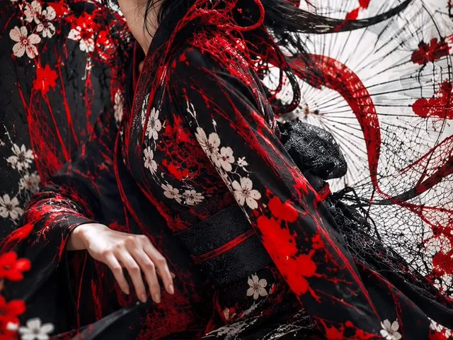 Gothic Kimono Ink Fashion Portrait preview image 1