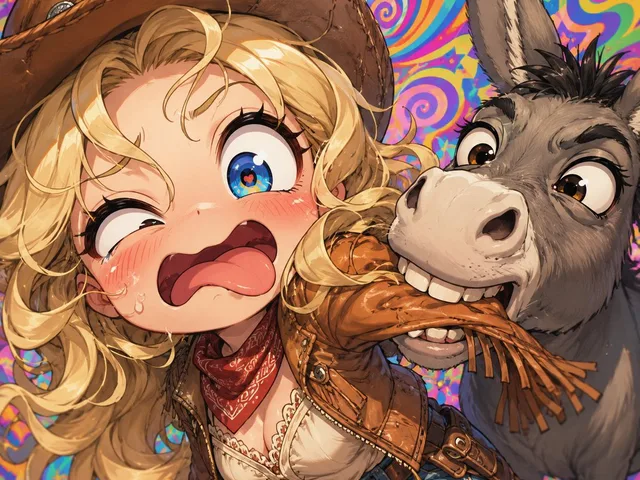 Anime Cowgirl and Donkey Selfie preview image 1