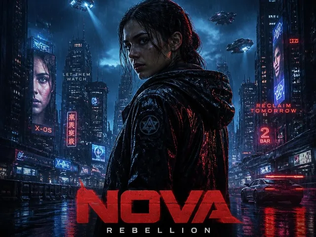 Cyberpunk Nova Rebellion Poster preview image 1