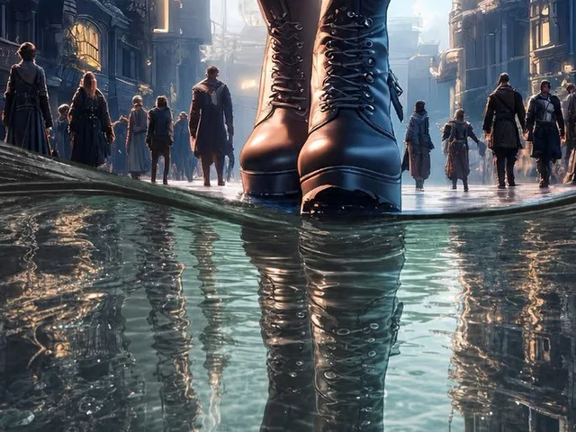 Giant Gothic Boots in Flooded City preview image 1