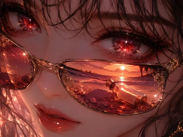 Crimson Eyes Glasses Reflection Portrait preview image 1