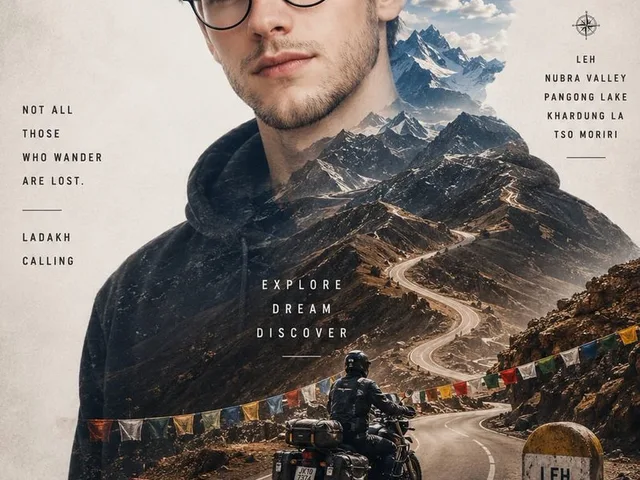 Double Exposure Ladakh Road Trip Poster preview image 1