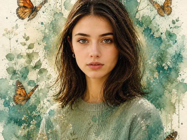 Watercolor and Photorealistic Portrait preview image 1