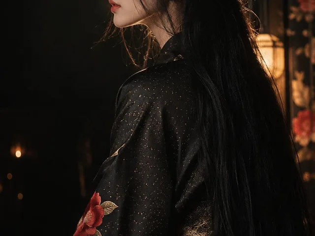 Dark Kimono Portrait with Hidden Face preview image 1