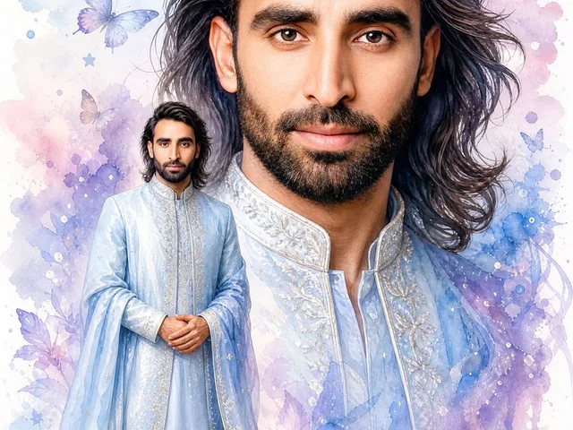 Watercolor South Asian Groom Portrait preview image 1