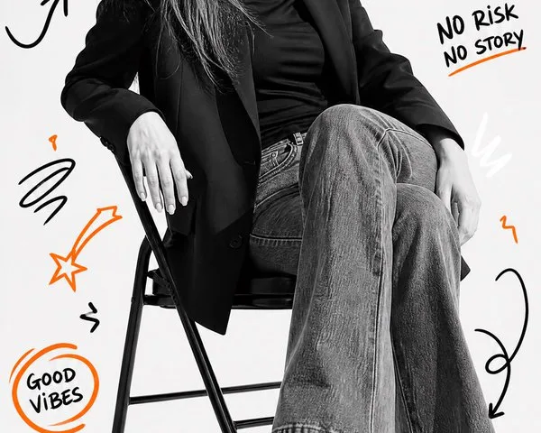 B&W Studio Portrait with Doodle Graffiti preview image 1