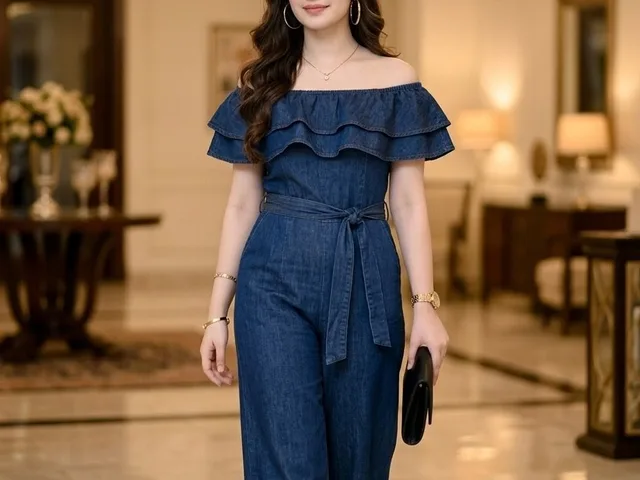 Luxury Hotel Denim Jumpsuit Portrait preview image 1