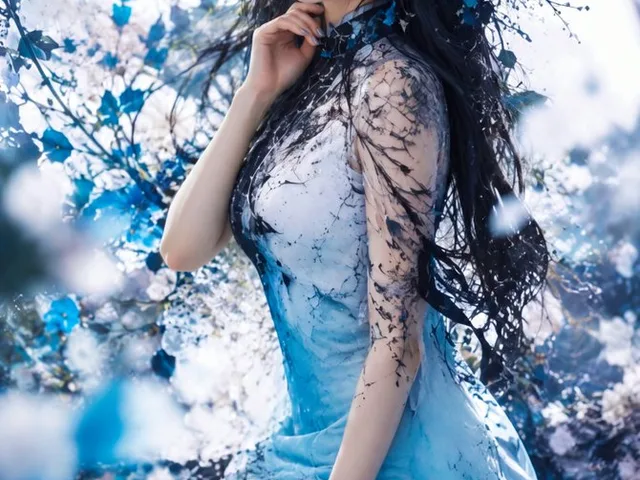 Blue Floral Fantasy Portrait preview image 1