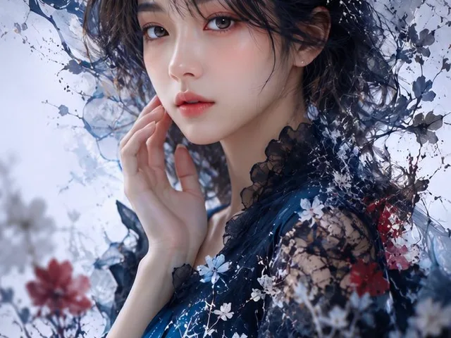 Dark Paper Flower Portrait preview image 1