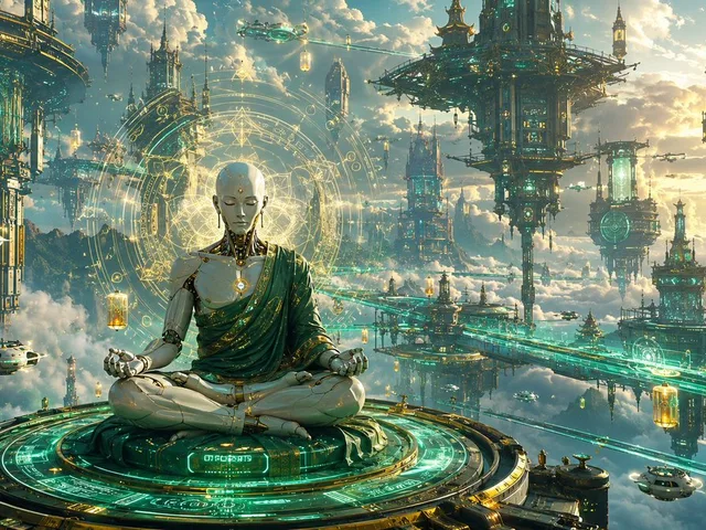 Cyberpunk Android Monk Sky City preview image 1
