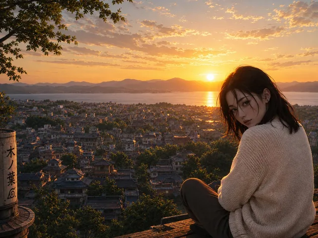 Cinematic Sunset Rooftop Portrait preview image 1
