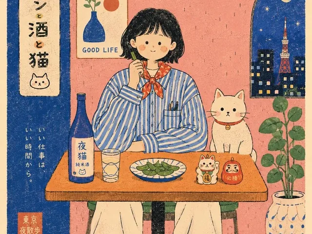 Risograph 风格咖啡馆插画 - 1 preview image 1