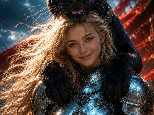 Black Panther and Female Knight Portrait preview image 1