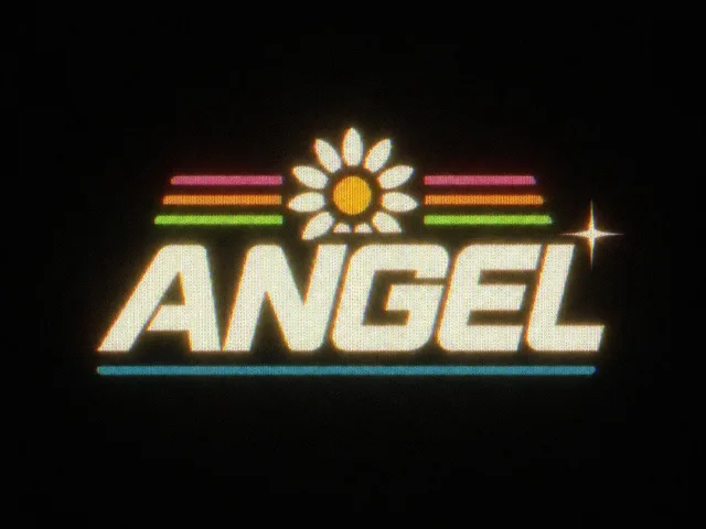 Retro Neon Angel Logo preview image 1
