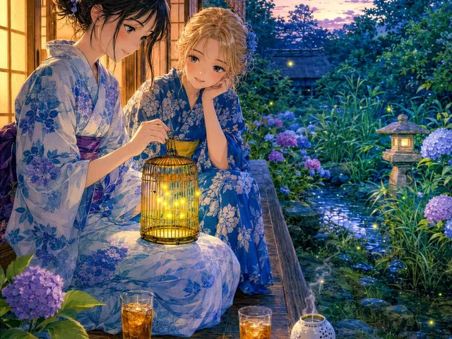 Girl Watching Fireflies on a Summer Veranda preview image 1
