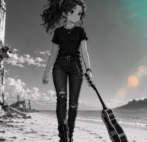 Dragging Guitar on Beach Walk - 1 preview image 1