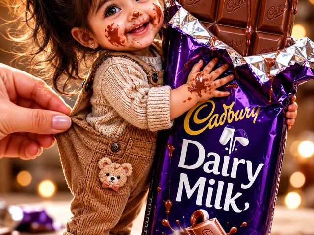 Tiny Toddler Hugging Giant Chocolate Bar - 1 preview image 1
