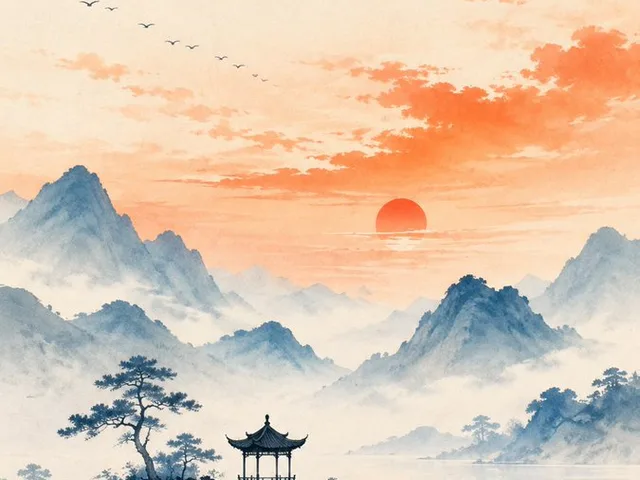 Oriental Zen Minimalist Landscape Illustration preview image 1
