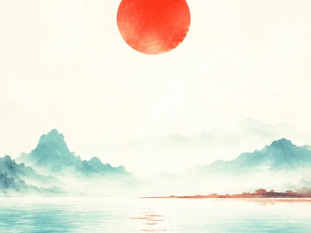 Oriental Zen Minimalist Sunset Poster preview image 1