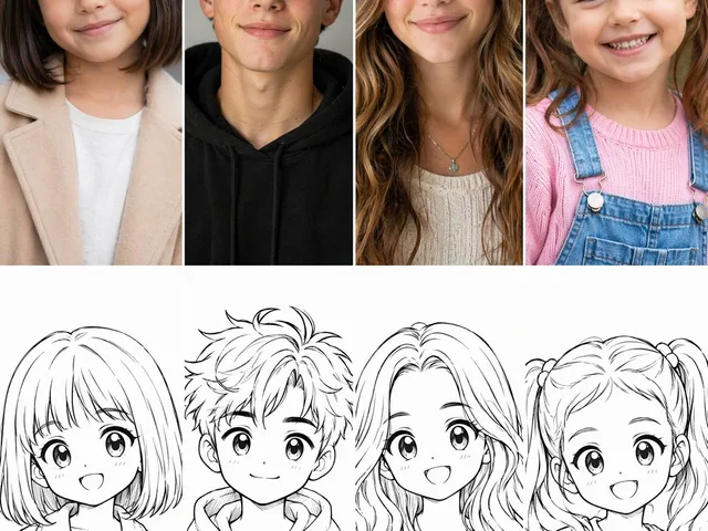 Photo to Anime Sketch Comparison Grid preview image 1