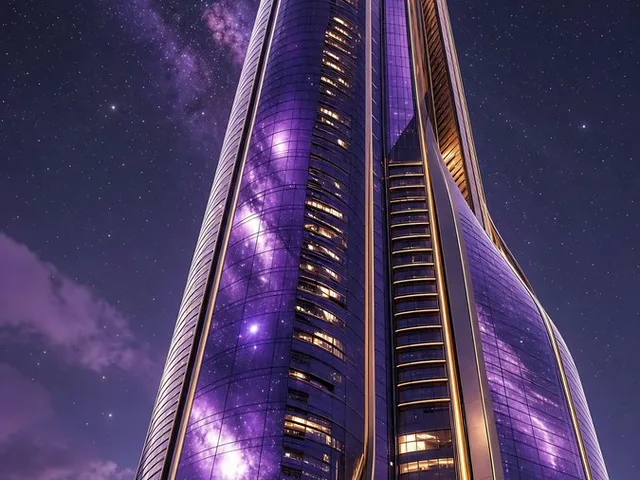 Futuristic Starry Skyscraper Wallpaper preview image 1